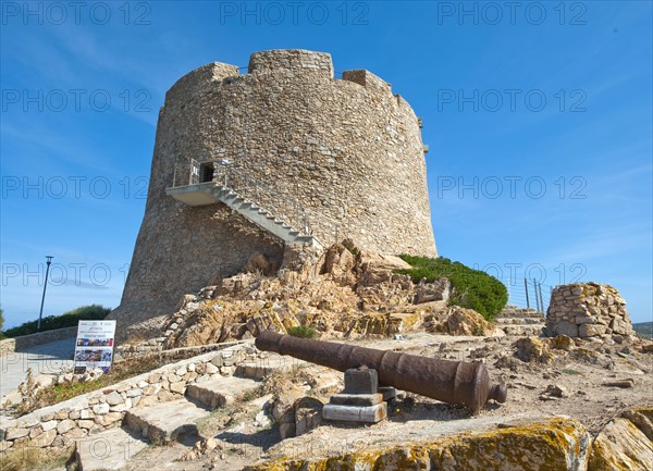 Historic Spanish defence defence tower Torre Spagnola La Turri with staircase for sightseeing