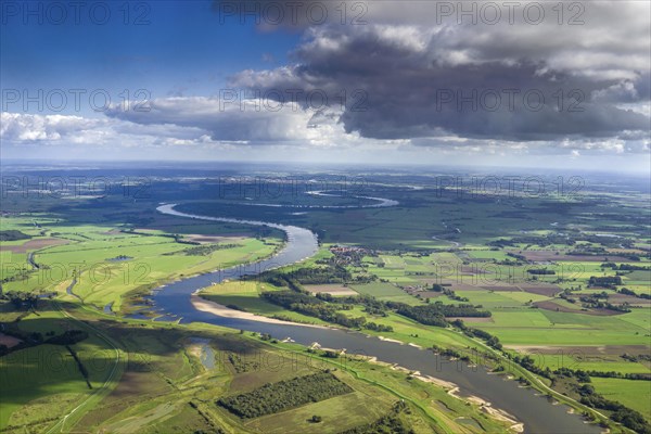 Aerial view of the Elbtalaue near Hitzacker