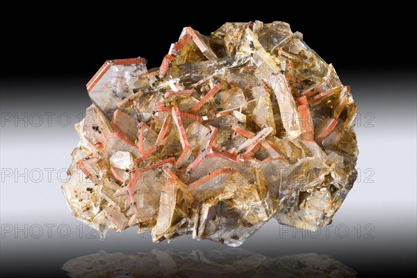 Barite with Realgar on Crystal Edges from Felsobanya