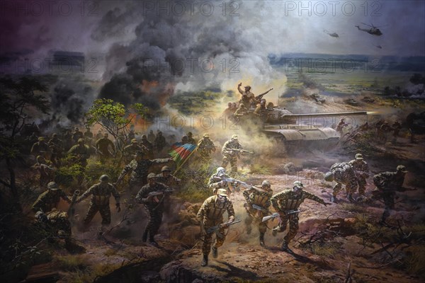 Mural in an exhibition hall of the Independence Memorial Museum