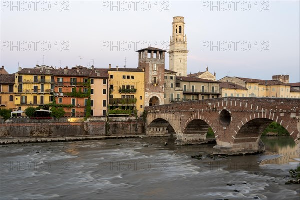 Colourful houses on the Adige river