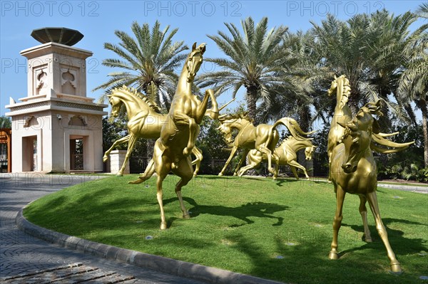 Gilded horses at the entrance of the Madinat Jumeirah Resort in Dubai