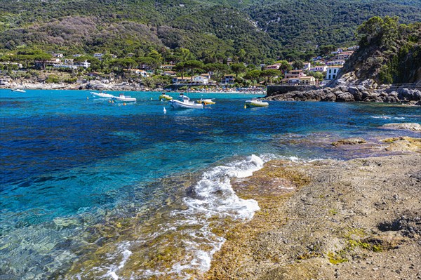 Boats anchored in the bay of Sant Andrea