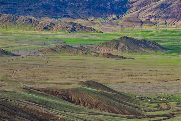 Open wide scenery in Tibet along the southern route into Western Tibet