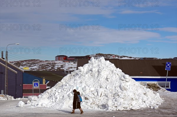 Large pile of snow by the roadside