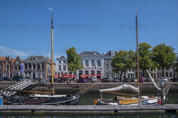 Historic ships in the museum harbour at the Old Harbour