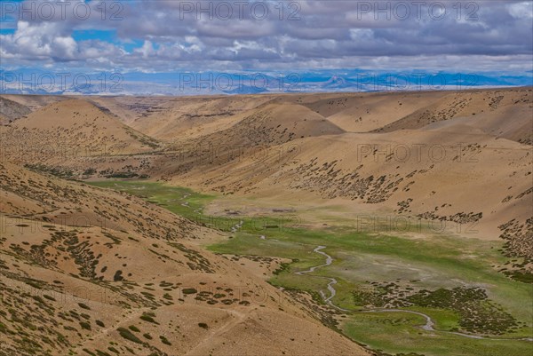 Green creek along the road from Lake Manasarovar to the kingdom of Guge