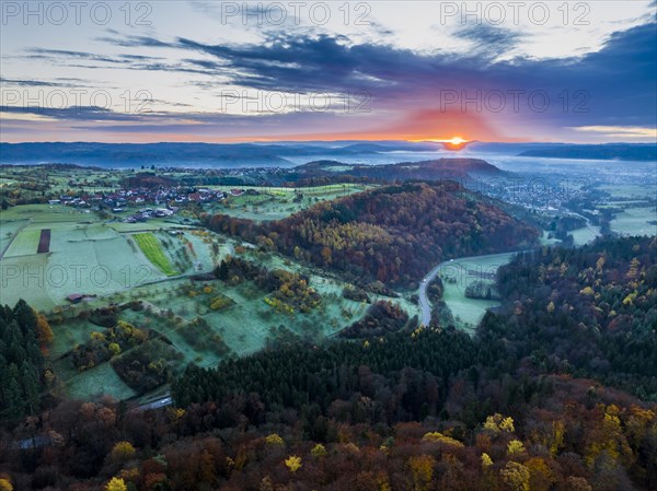 Drone view of sunrise