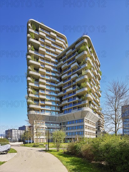 Vertical facade planting on the Aglaya residential tower