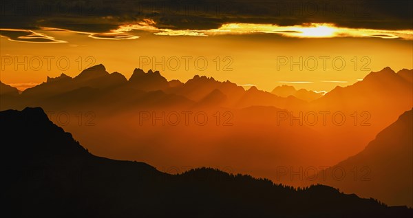 Mountain ranges in the morning light