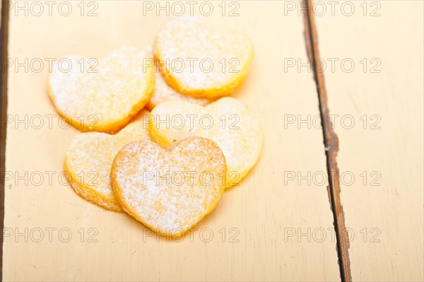 Fresh baked heart shaped shortbread valentine day cookies
