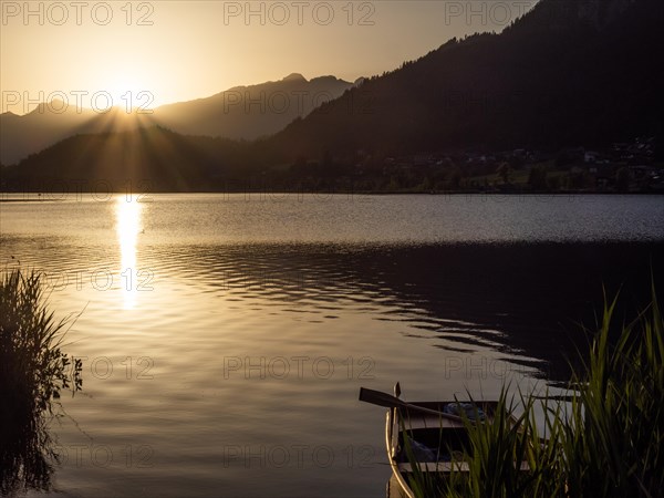 Evening atmosphere at sunset at Lake Weissensee