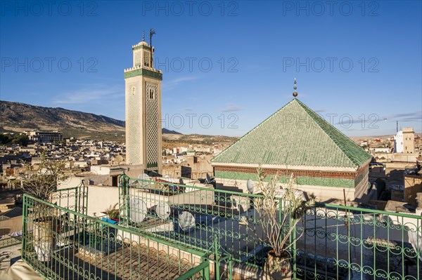 Famous al-Qarawiyyin mosque and University in heart of historic downtown of Fez