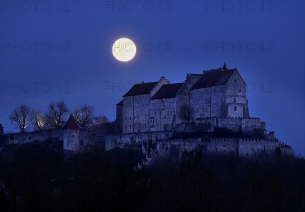 Full moon over Burghausen Castle