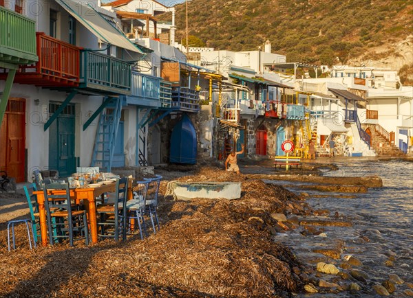 The Quaint Fishing Village with the Colorful Syrmata Boathouses in the small village of Klima on the island of Milos