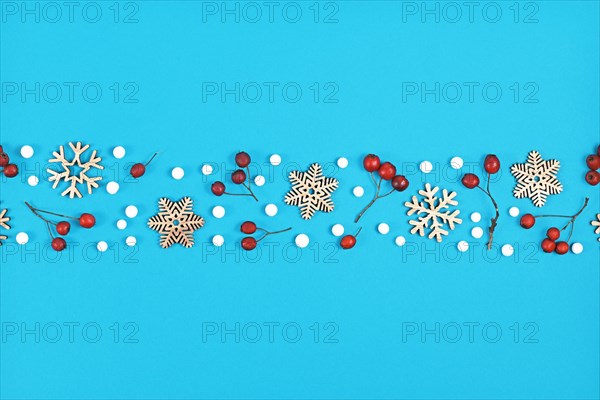 Line of Christmas snowflake ornaments