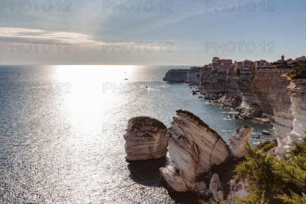 Bonifacio with its limestone cliffs in the foreground