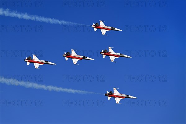 Formation flight of the Patrouille Suisse with the Northrop F-5E Tiger II