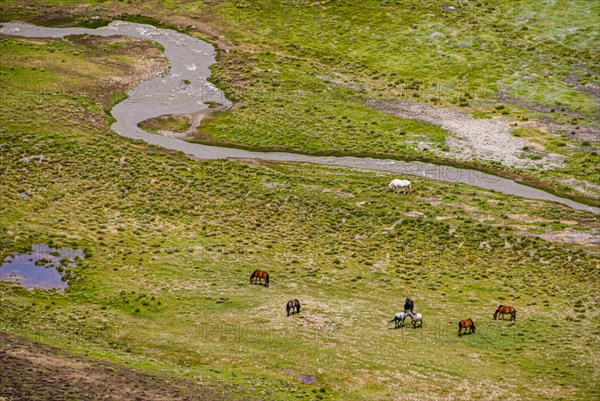 Green creek along the road from Lake Manasarovar to the kingdom of Guge