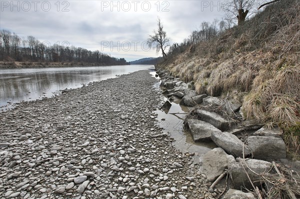 Boulders on a river bank