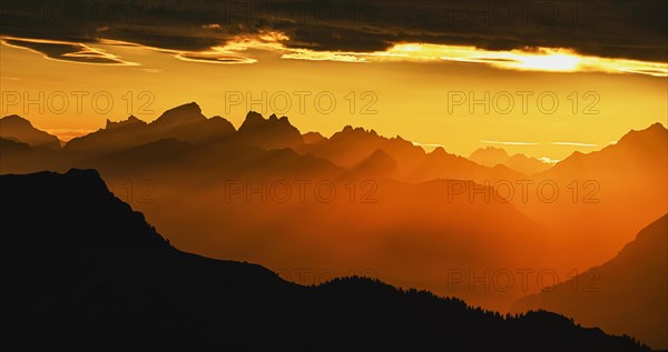 Mountain ranges in the morning light