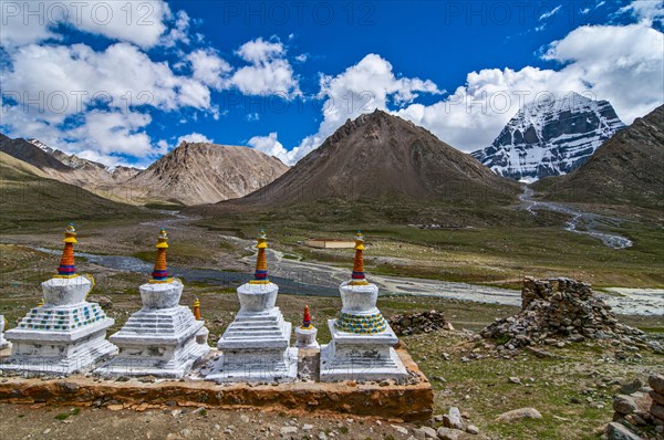 Stupas on the Kailash Kora before Mount Kailash