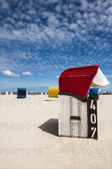 Beach chairs on the sandy beach