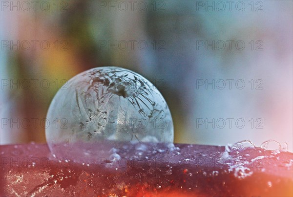 Frozen soap bubble