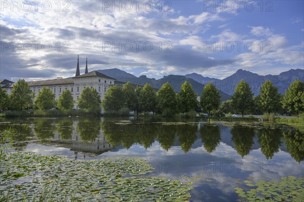 Pond with water lilies at Admont Abbey