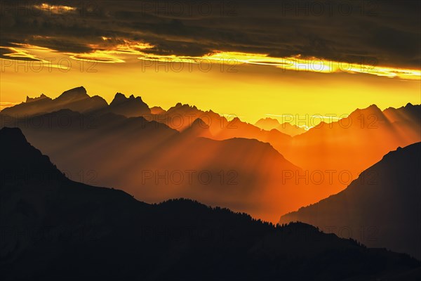 Mountain ranges in the morning light