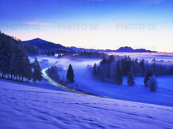 View of the Zugerberg covered in deep snow