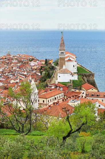 View over the roofs of the town with the church of Sv. Jurij