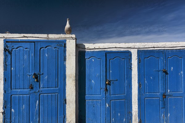 Blue doors with padlock