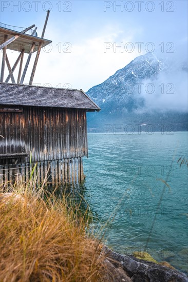 Boathouses on the water