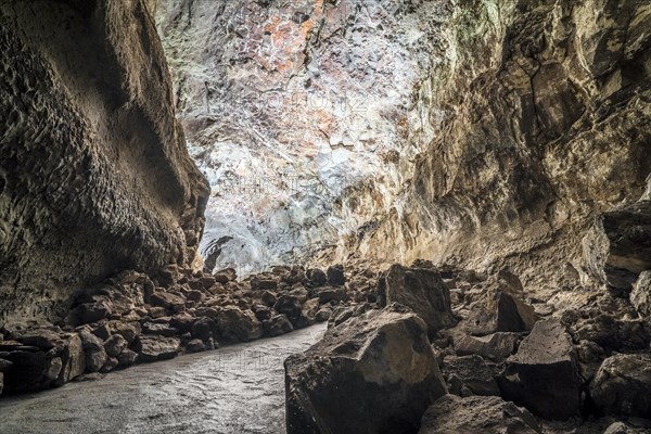 Stunning Verdes Cave with colorful illumination