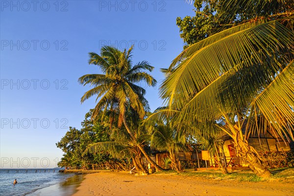 Bungalows at sunset at