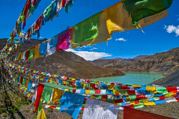 Praying flags on the Karo-La Pass along the Friendship Highway