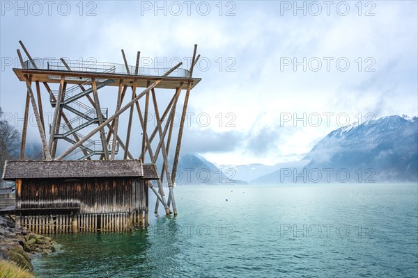 Boathouses on the water