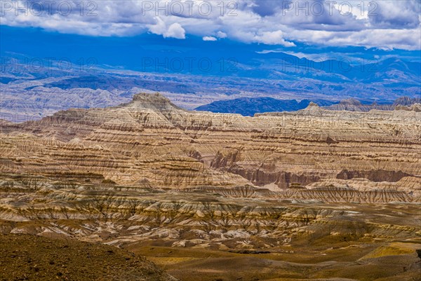 Eroded landscape along the road from Lake Manasarovar to the kingdom of Guge