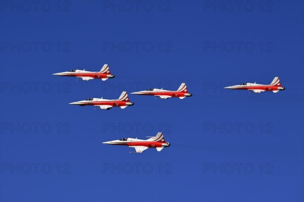 Formation flight of the Patrouille Suisse with the Northrop F-5E Tiger II