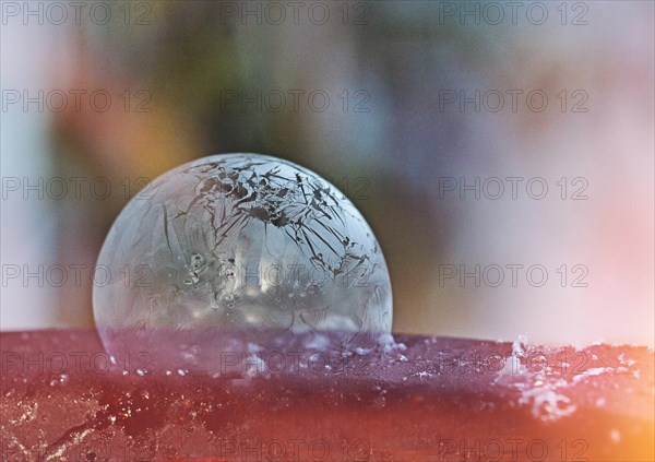 Frozen soap bubble