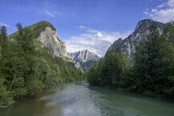 View of the Gesaeuse with the Enns River at the Lauferbauer Bridge