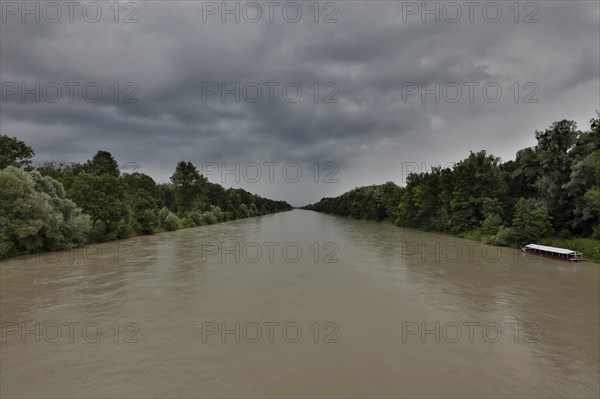 Canalised river at high water