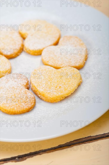 Fresh baked heart shaped shortbread valentine day cookies