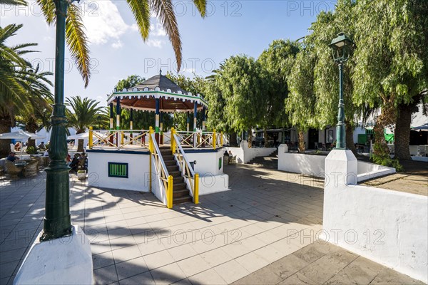 Main square of settlement called Pueblo Marinero designed by Cesar Manrique located in Costa Teguise