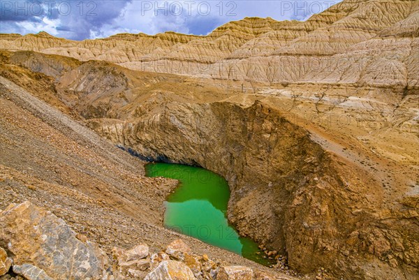 Eroded landscape along the road from Lake Manasarovar to the kingdom of Guge