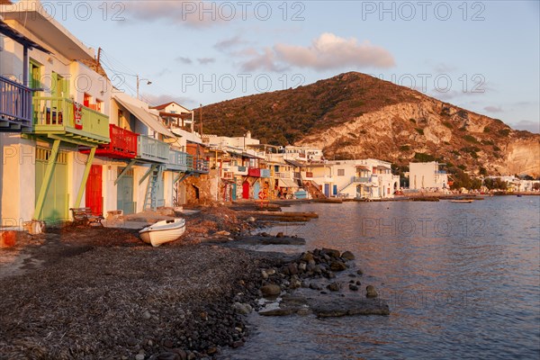 The Quaint Fishing Village with the Colorful Syrmata Boathouses in the small village of Klima on the island of Milos