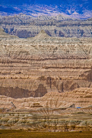 Eroded landscape along the road from Lake Manasarovar to the kingdom of Guge