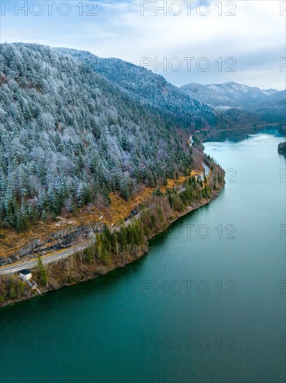 Road by the water in winter