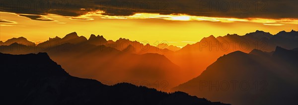 Mountain ranges in the morning light